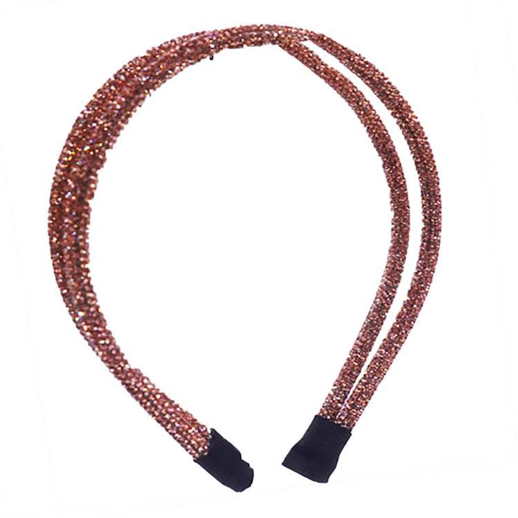 Double Band Stone Accented Crystal Studded Shimmer Headband - Madeline Love - Flyclothing LLC