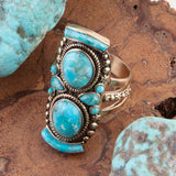 Double Blue Turquoise Golden Shield Ring - Barse Jewelry - Flyclothing LLC