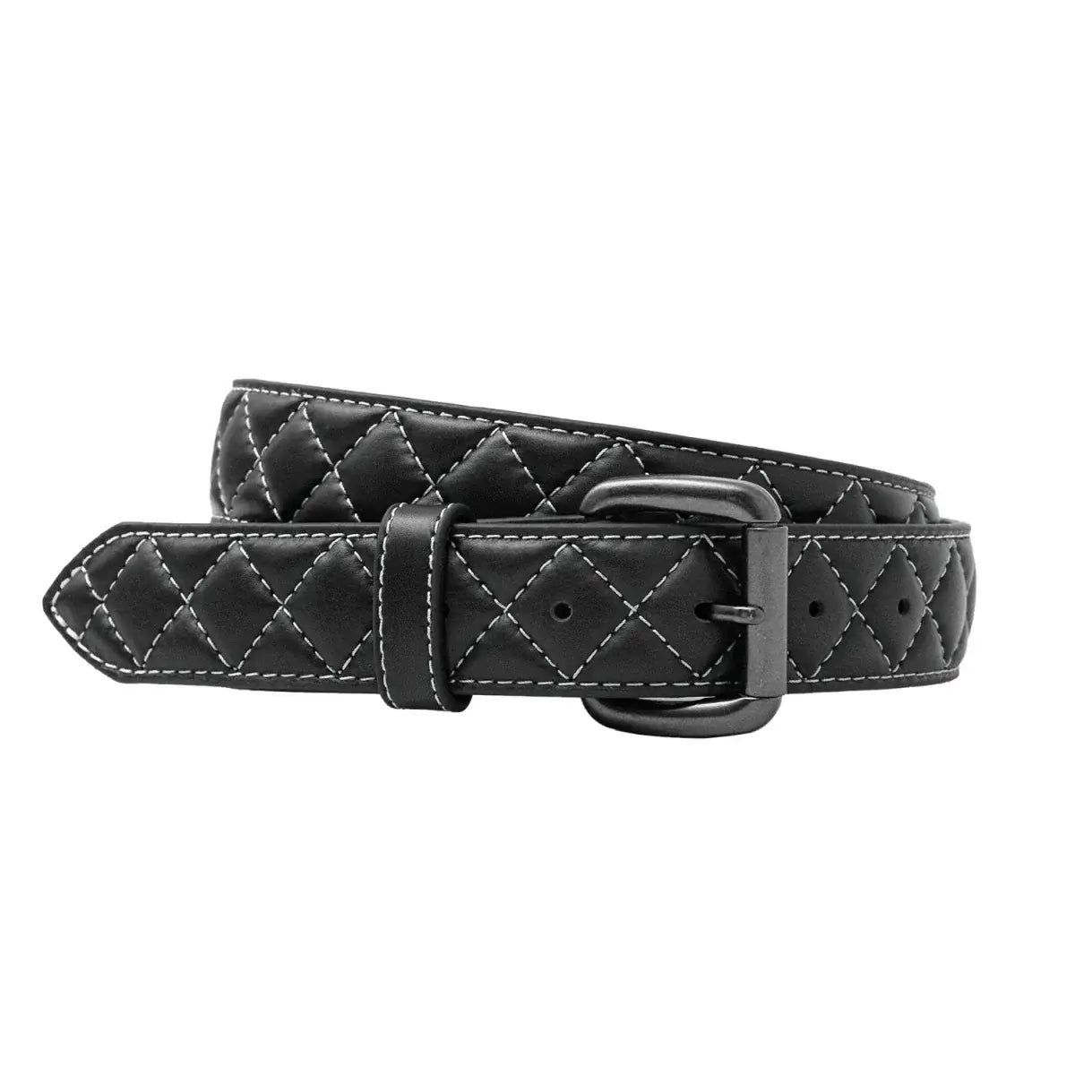 Diamond Quilted Leather Belt - First Manufacturing Company - Flyclothing LLC