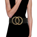 Double Open Metal Circle Buckle Accented Faux Leather Belt - Madeline Love - Flyclothing LLC