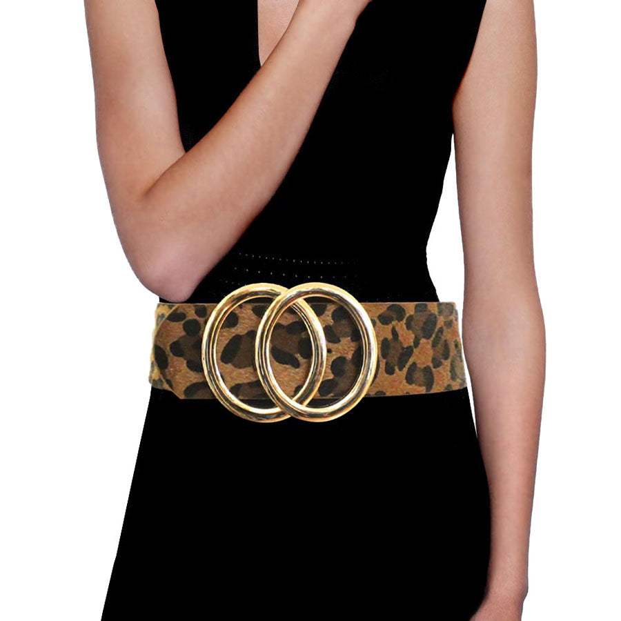 Double Open Metal Circle Buckle Accented Faux Leather Belt - Madeline Love - Flyclothing LLC