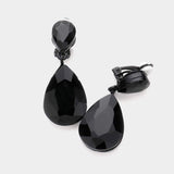 Double Teardrop Stone Link Clip on Evening Earrings - Madeline Love - Flyclothing LLC