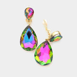 Double Teardrop Stone Link Clip on Evening Earrings - Madeline Love - Flyclothing LLC