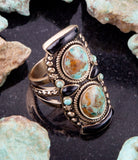 Double Up Blue Turquoise and Black Onyx Golden Ring - Barse Jewelry