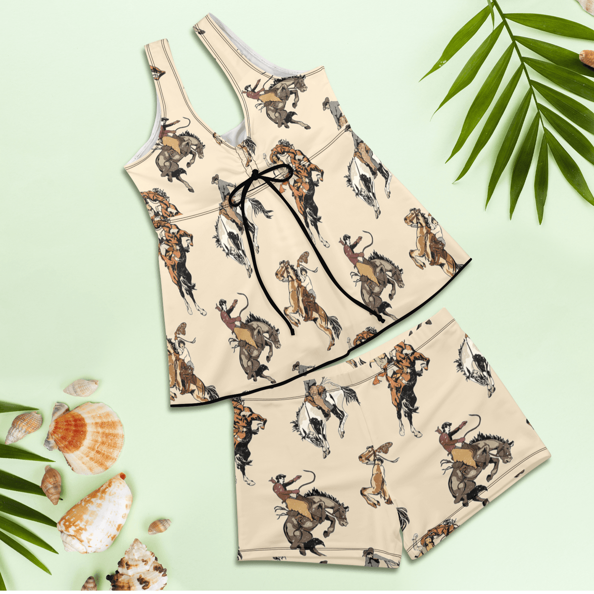 Baha Ranch Vintage Cowgirl Tankini & Boy Shorts Swim Set - Baha Ranch Western Wear - Flyclothing LLC
