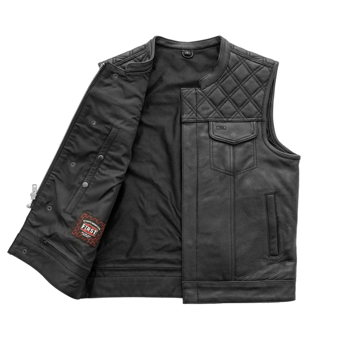 Downside Men's Motorcycle Leather Vest - First Manufacturing Company - Flyclothing LLC