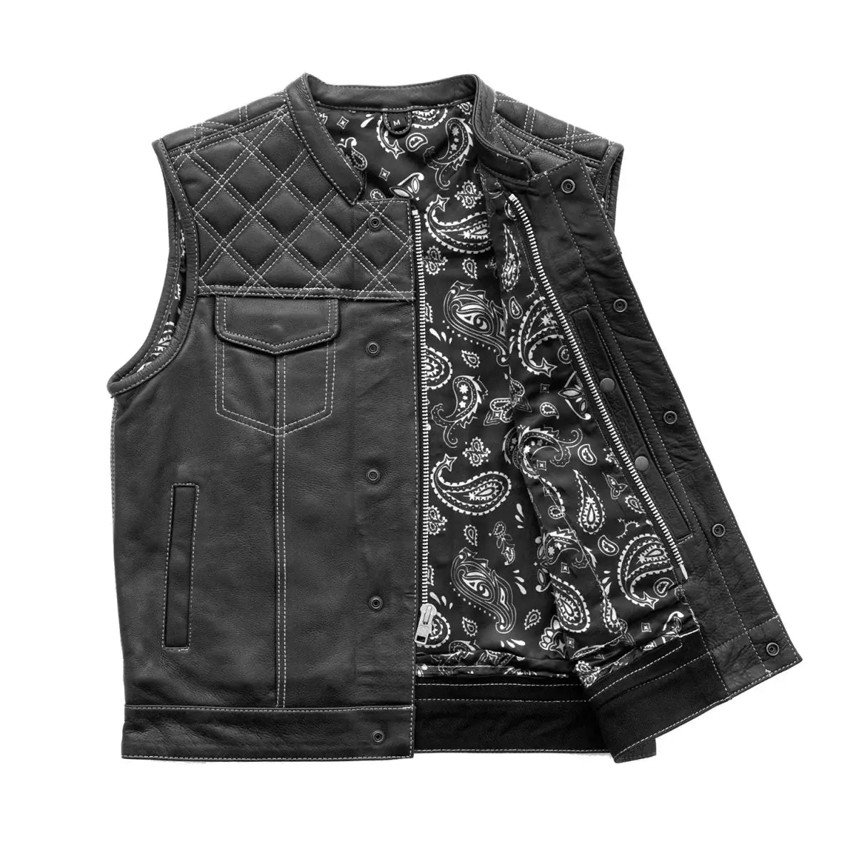 Downside Men's Motorcycle Leather Vest - First Manufacturing Company - Flyclothing LLC