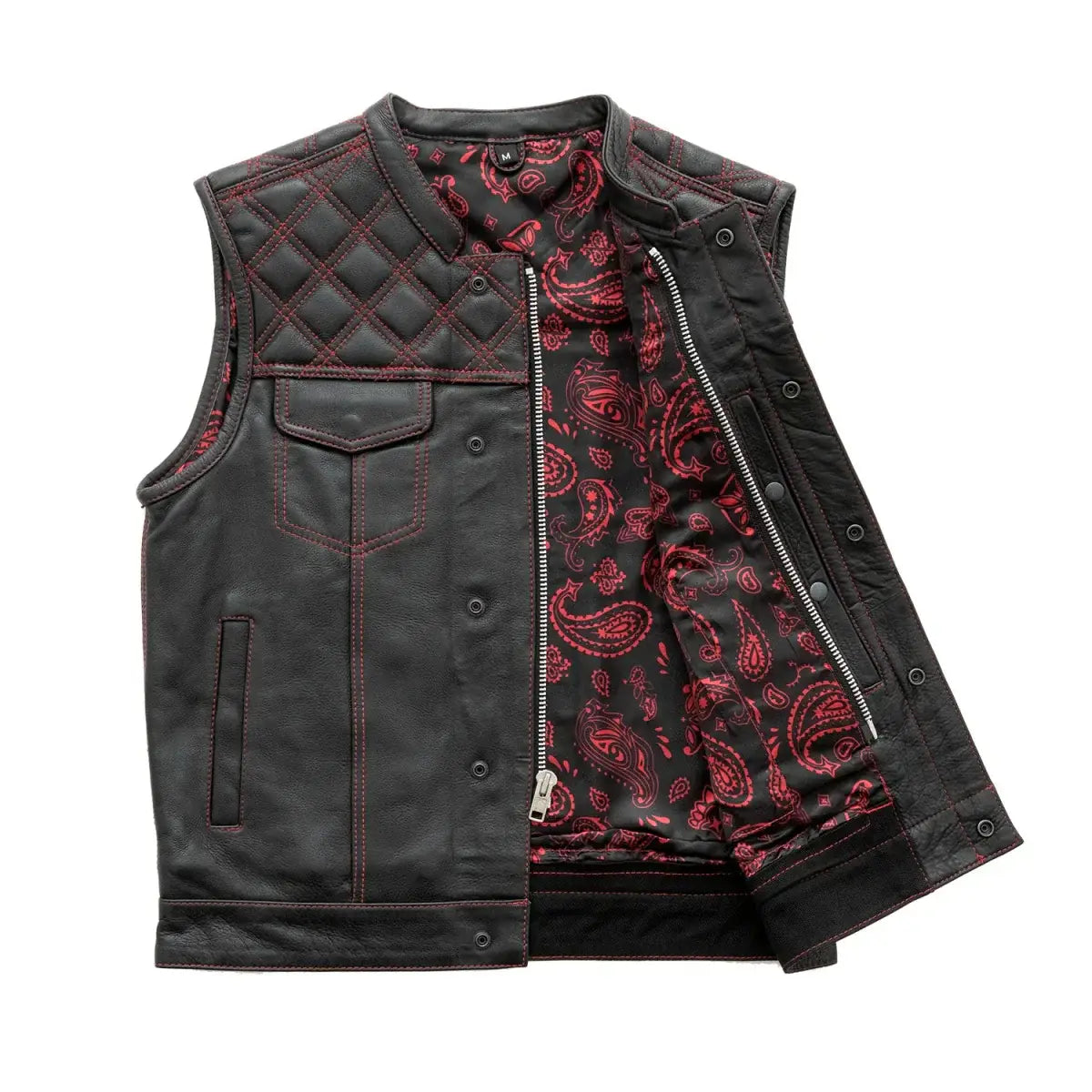 Downside Men's Motorcycle Leather Vest - First Manufacturing Company - Flyclothing LLC