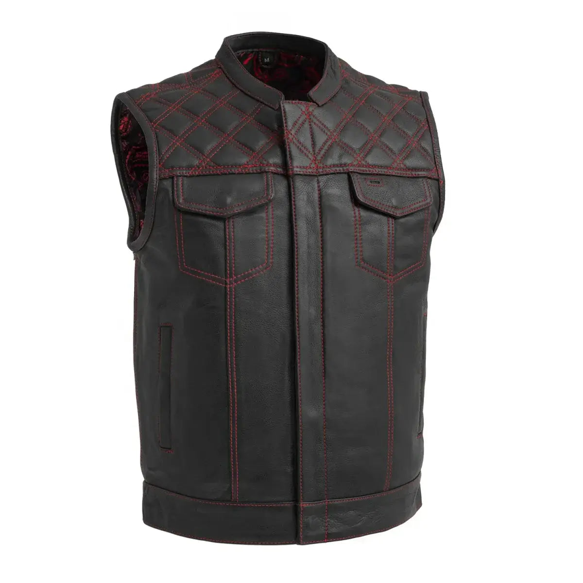 Downside Men's Motorcycle Leather Vest - First Manufacturing Company - Flyclothing LLC