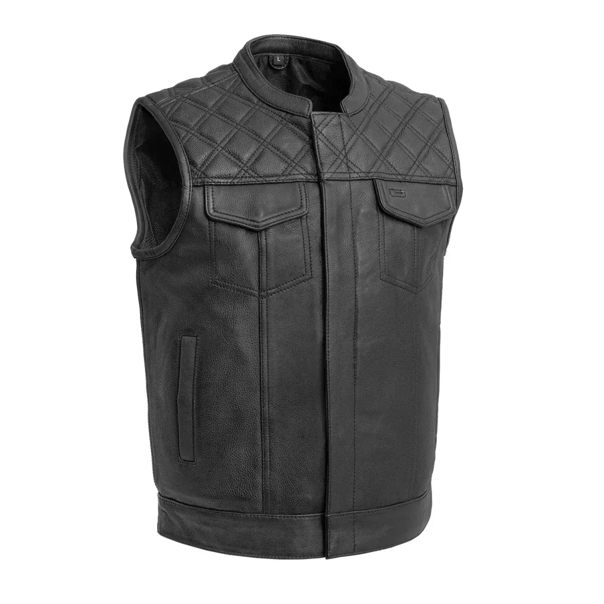 Downside Men's Motorcycle Leather Vest - First Manufacturing Company - Flyclothing LLC