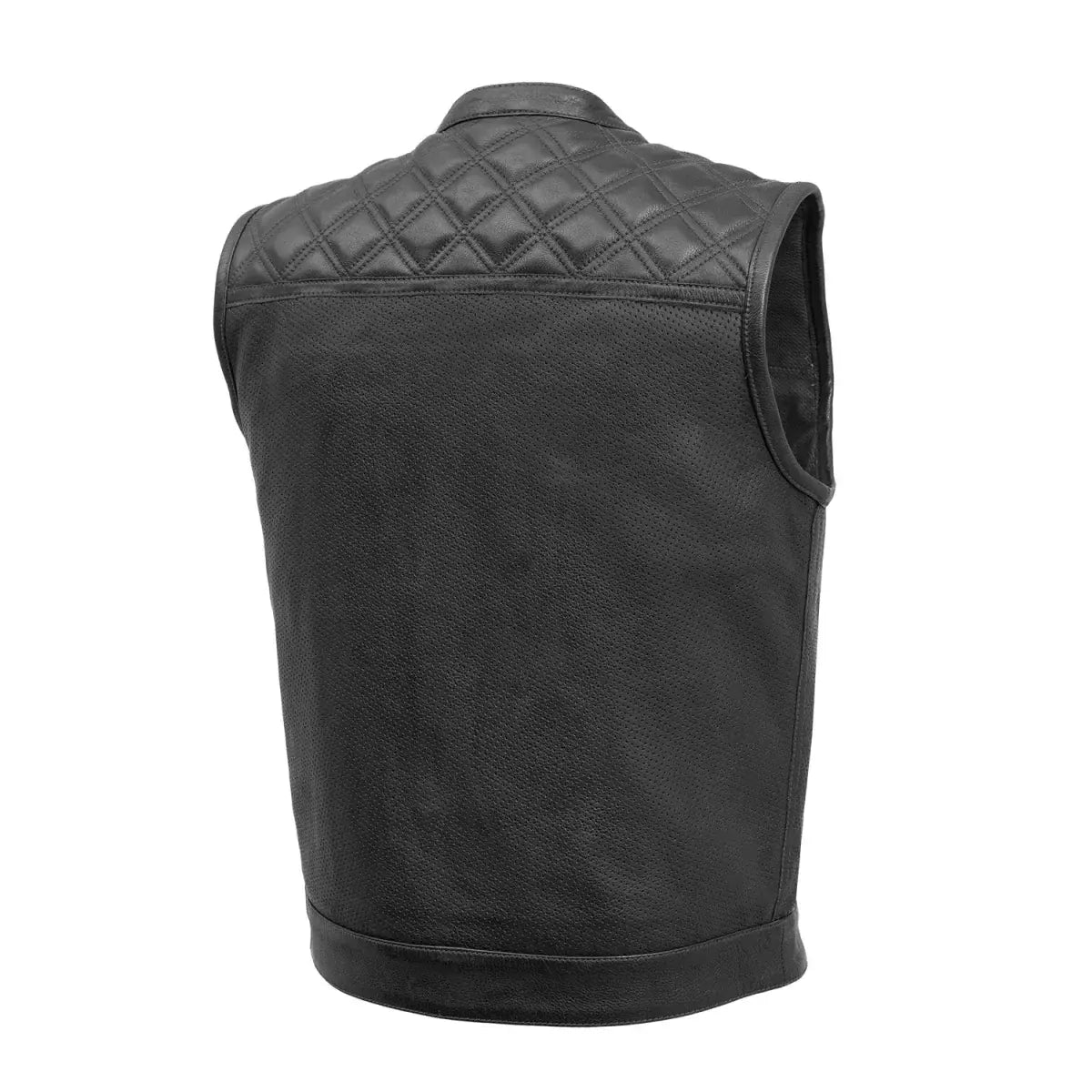 Downside Perforated Men's Motorcycle Leather Vest - First Manufacturing Company - Flyclothing LLC