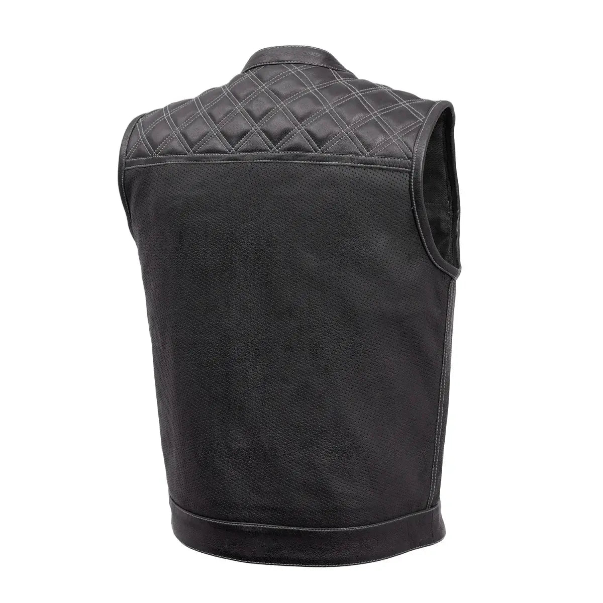 Downside Perforated Men's Motorcycle Leather Vest - First Manufacturing Company - Flyclothing LLC