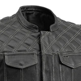 Downside Perforated Men's Motorcycle Leather Vest - First Manufacturing Company - Flyclothing LLC