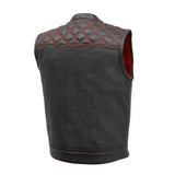 Downside Perforated Men's Motorcycle Leather Vest - First Manufacturing Company - Flyclothing LLC