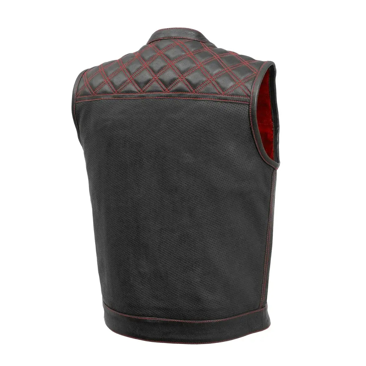 Downside Perforated Men's Motorcycle Leather Vest - First Manufacturing Company - Flyclothing LLC