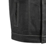 Downside Perforated Men's Motorcycle Leather Vest - First Manufacturing Company - Flyclothing LLC