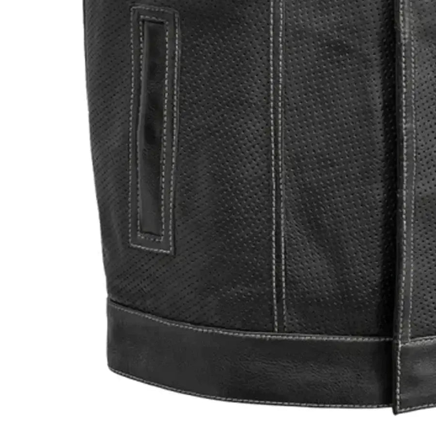 Downside Perforated Men's Motorcycle Leather Vest - First Manufacturing Company - Flyclothing LLC