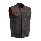 Downside Perforated Men's Motorcycle Leather Vest - First Manufacturing Company - Flyclothing LLC