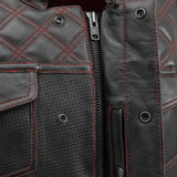 Downside Perforated Men's Motorcycle Leather Vest - First Manufacturing Company - Flyclothing LLC