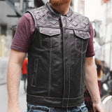 Downside Men's Motorcycle Leather Vest - First Manufacturing Company - Flyclothing LLC