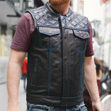Downside Men's Motorcycle Leather Vest - First Manufacturing Company - Flyclothing LLC