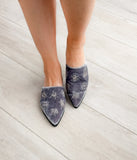 Dragonfly Velvet Flats in Grey