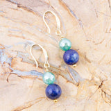 Dreamy Blue Lapis Green Golden Drop Earrings - Barse Jewelry - Flyclothing LLC