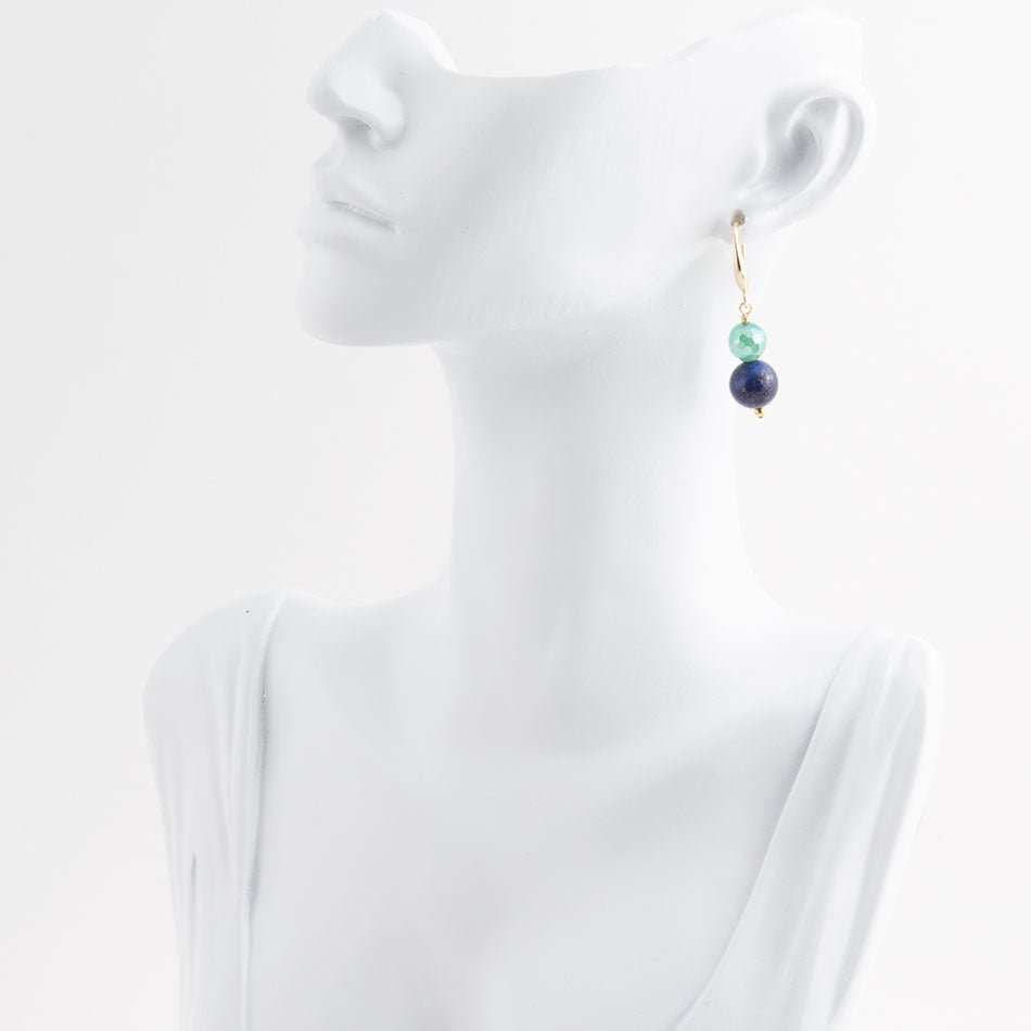 Dreamy Blue Lapis Green Golden Drop Earrings - Barse Jewelry - Flyclothing LLC