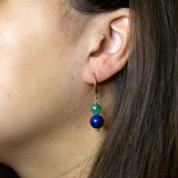 Dreamy Blue Lapis Green Golden Drop Earrings