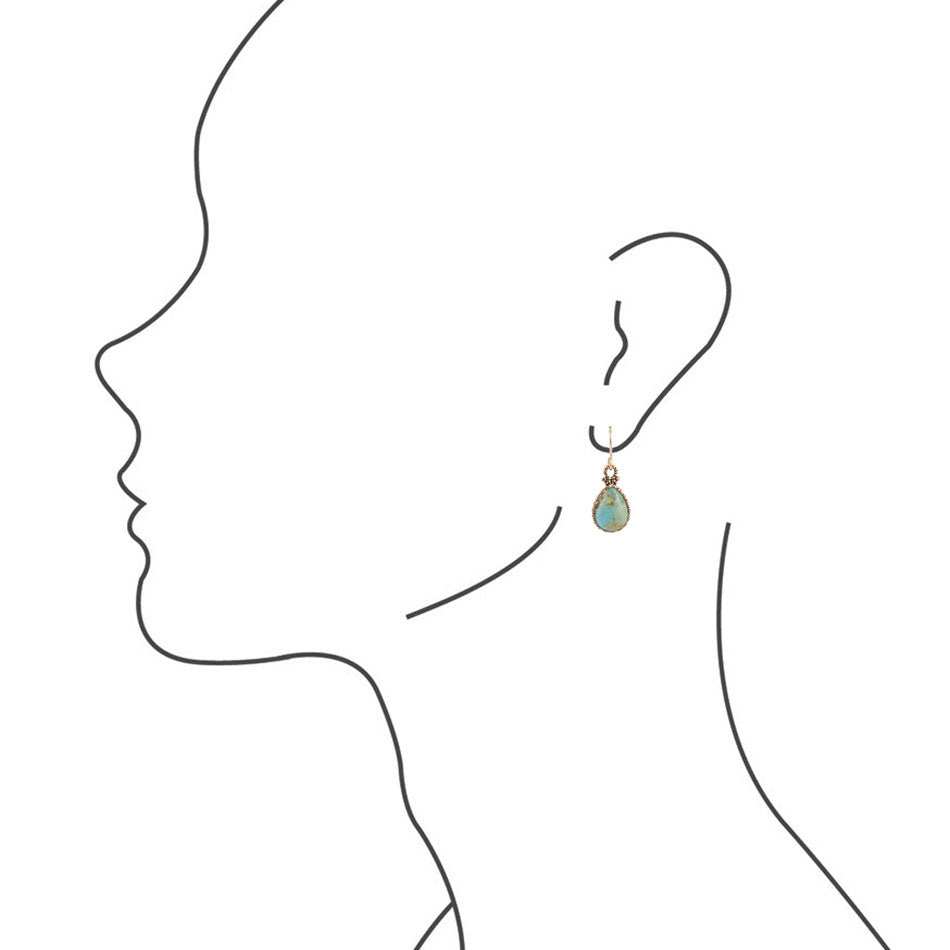 Dreamy Drop Blue Turquoise and Golden Earrings - Barse Jewelry - Flyclothing LLC