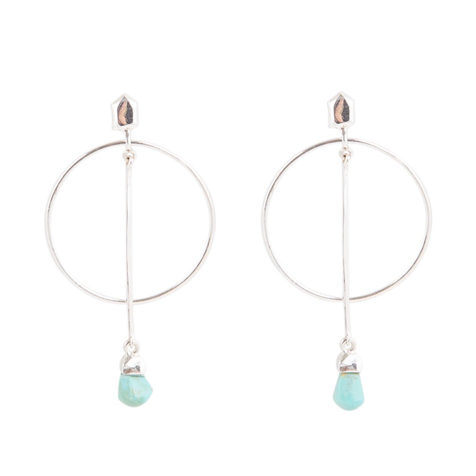 Sterling Silver and Blue Turquoise Drop a Line Earrings - Barse Jewelry