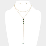 Dropped Round Stone Double Layered Y Necklace - Madeline Love - Flyclothing LLC