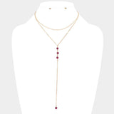 Dropped Round Stone Double Layered Y Necklace - Madeline Love - Flyclothing LLC