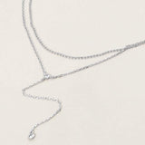 Dropped Round Stone Double Layered Y Necklace - Madeline Love - Flyclothing LLC
