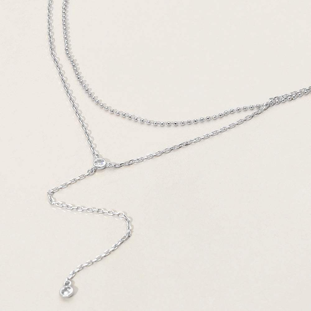 Dropped Round Stone Double Layered Y Necklace - Madeline Love - Flyclothing LLC