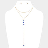 Dropped Round Stone Double Layered Y Necklace - Madeline Love - Flyclothing LLC