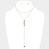 Dropped Round Stone Double Layered Y Necklace - Madeline Love - Flyclothing LLC