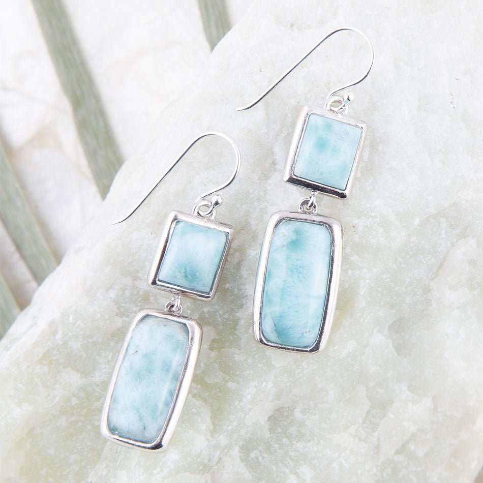 Drops of Blue Larimar Sterling Silver Earrings - Barse Jewelry - Flyclothing LLC