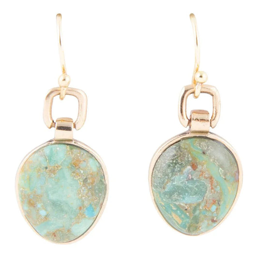 Drops of Blue Turquoise Golden Bronze Drop Earrings - Barse Jewelry - Flyclothing LLC