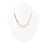 Dual Color Blue Lapis Turquoise and White Mother of Pearl Golden Necklace - Barse Jewelry - Flyclothing LLC