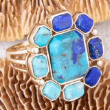 Duality Blue Lapis and Turquoise Golden Statement Ring - Barse Jewelry