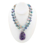Dusty Purple Agate and Silver Statement Necklace - Barse Jewelry - Flyclothing LLC