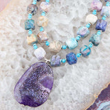 Dusty Purple Agate and Silver Statement Necklace - Barse Jewelry - Flyclothing LLC