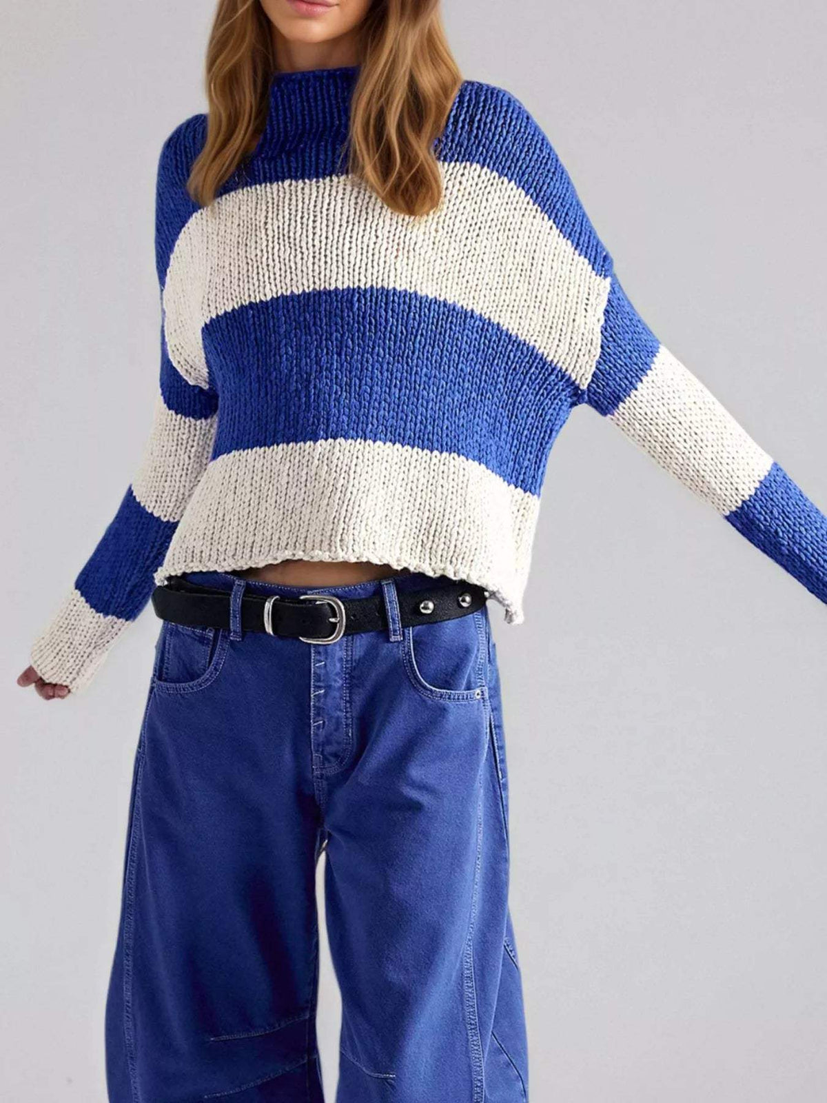 Chunky Knit Striped Sweater - Trendsi - Flyclothing LLC