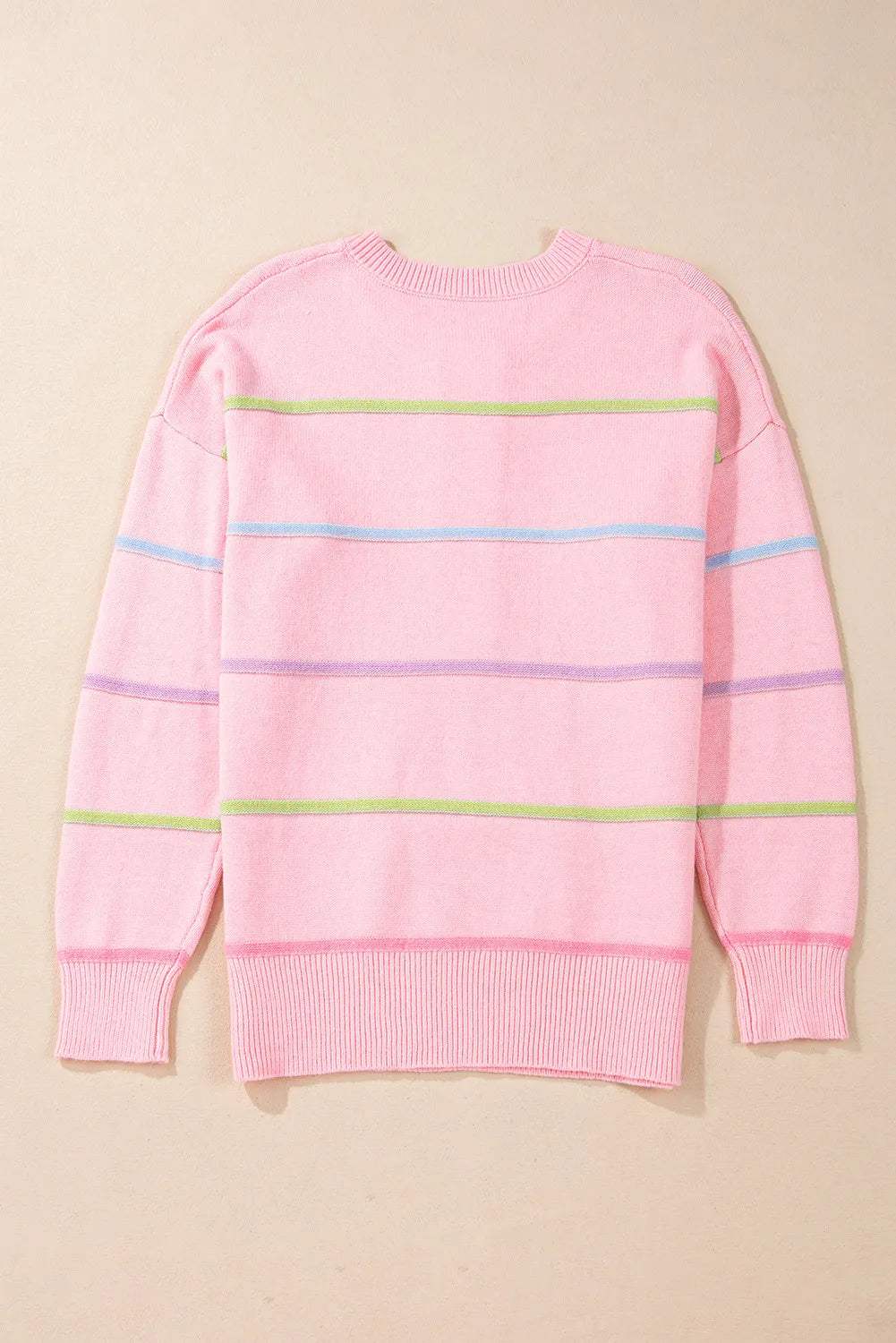 Contrast Striped Half Button Round Neck Sweater - Trendsi - Flyclothing LLC