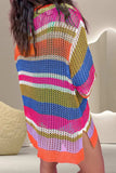Openwork Round Neck Dropped Shoulder Knit Cover-Up - Trendsi - Flyclothing LLC