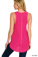 Zenana Curved Hem Slub Tunic Tank - Trendsi - Flyclothing LLC