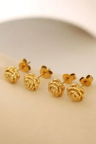 Titanium Steel Flower Stud Earrings - Trendsi - Flyclothing LLC
