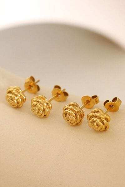 Titanium Steel Flower Stud Earrings - Trendsi - Flyclothing LLC