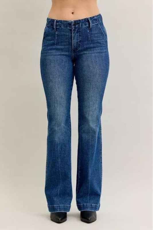 Judy Blue Full Size Mid Rise Bootcut Jeans with Welt Pockets Plus Size - Trendsi - Flyclothing LLC